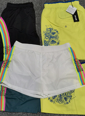 意大利just cavalli运动速干健身短裤沙滩裤带内衬可下水温泉游泳