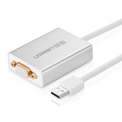 绿联USB2.0转VGA扩展适配器转换器 配HDMI公转DVI母头 80CM 40244