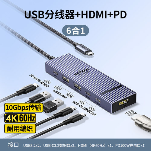 UGREEN绿联CM818Typec to HDMI or DP6-in-1docking station45363