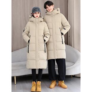 冬季棉服情侣中长款2024新款羽绒棉衣加绒加厚防寒棉袄外套男女款