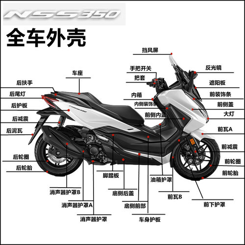 本田23款佛沙350侧盖护板外壳