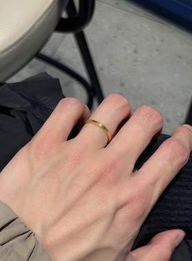 钛钢男士旺财不掉色素圈戒指