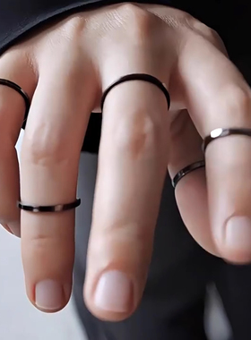 冷淡风钛钢不掉色极细叠戴对戒