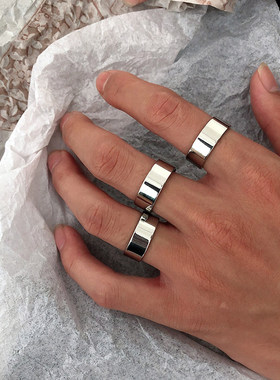 极简素圈钛钢不褪色情侣戒指