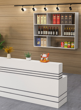 简约现代餐厅饭店酒柜挂壁式酒水柜吧台一体靠墙储物柜实木定制