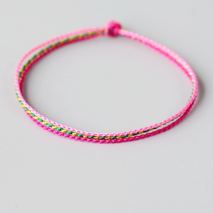 那些年女生脱单粉红桃花正缘三生绳红绳手链手工编织原创设计包邮