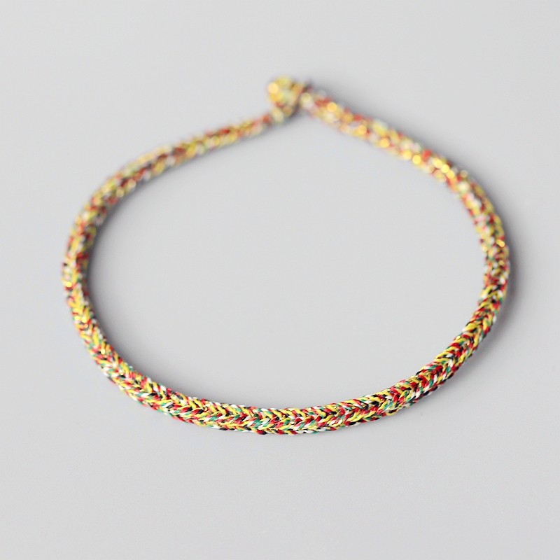 慢时光五色七色线五彩绳手链脚链男女情侣手工编织订做民族风包邮