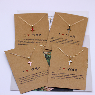 小清新潮流ins风可爱滴油项链 百搭十字架锁骨链情侣闺蜜吊坠颈链