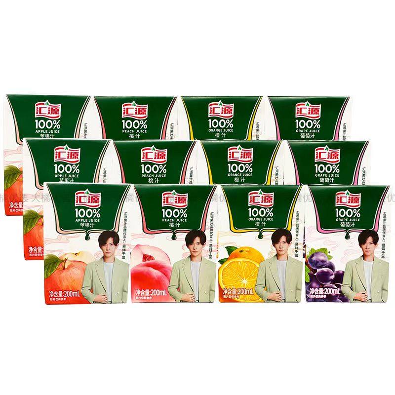 易烊千玺同款汇源果汁200ml*12盒橙汁桃汁饮料整箱果饮品网红