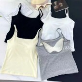 吊带上 带胸垫甜辣妹性感无袖 美背衣架款 内搭打底吊带纯欲大U美背