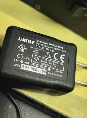 适用 UN310-1508电源适配器 15v0.8a 1a充电器电源线