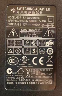 原装福佳 FJ-SW1204000D 12V4000MA电源适配器 电源线