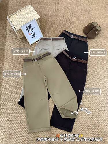 2026秋冬FASHION JEANS阿凡牛5892牛仔女翻盖口袋薄绒九分奶奶裤