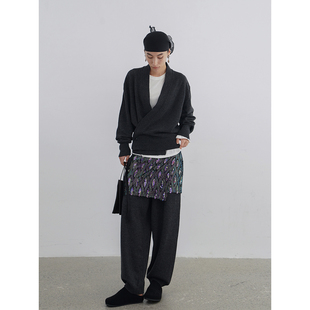 Bow 套装 2025 收脚裤 「秋」100羊毛慵懒老钱羊毛不对称开衫