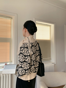 重磅糯糯山羊绒古董稀有奶花色嵌花粗针编织围巾软糯毛衣 Bow