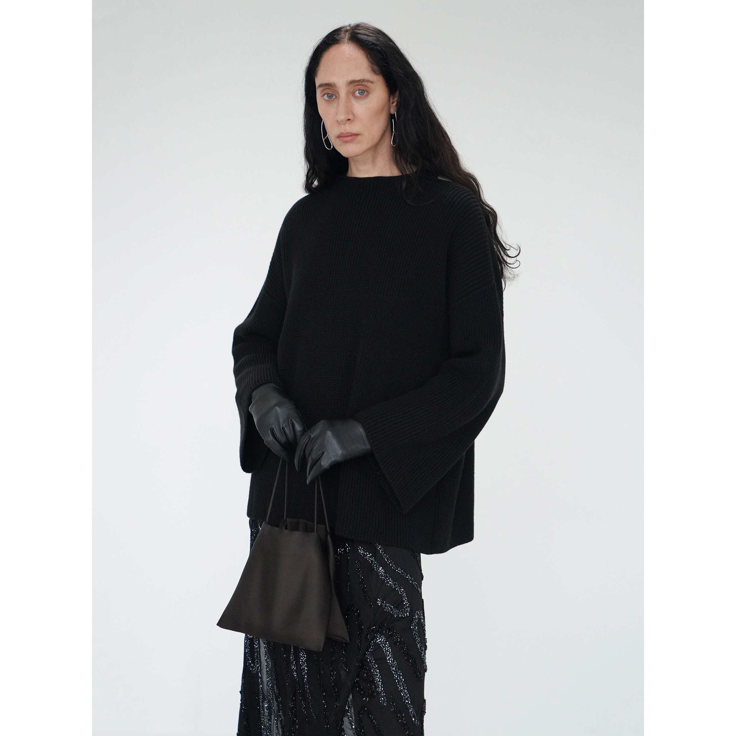 ABow2025正反两穿露肩宽松毛衣