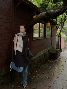 进口高密棉 夏季 2024 优雅气质真皮袢小黑裙 Bow