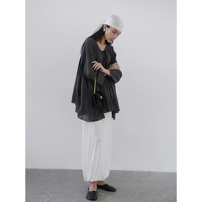 ABow2025轻薄宽松大版蝙蝠袖罩衫