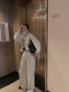 新型羊毛羊驼混纺纱 秋冬 2022 温润质感镂空抽绳毛衣 Bow