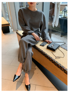 毛呢裤 澳洲羊毛廓形剪裁运动风套装 简约质感双面呢 两件套 Bow