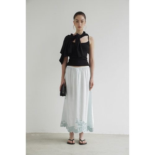 ABow2026拼接重工刺绣直筒半裙