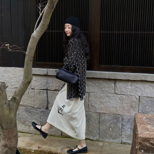 优雅度假风美人鱼印花经典 「早春」纯棉法式 2025 H抽绳半裙 Bow