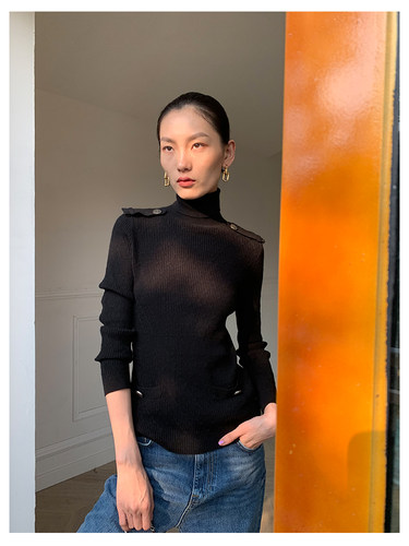 Abow菱形格纹精纺羊绒羊毛针织衣