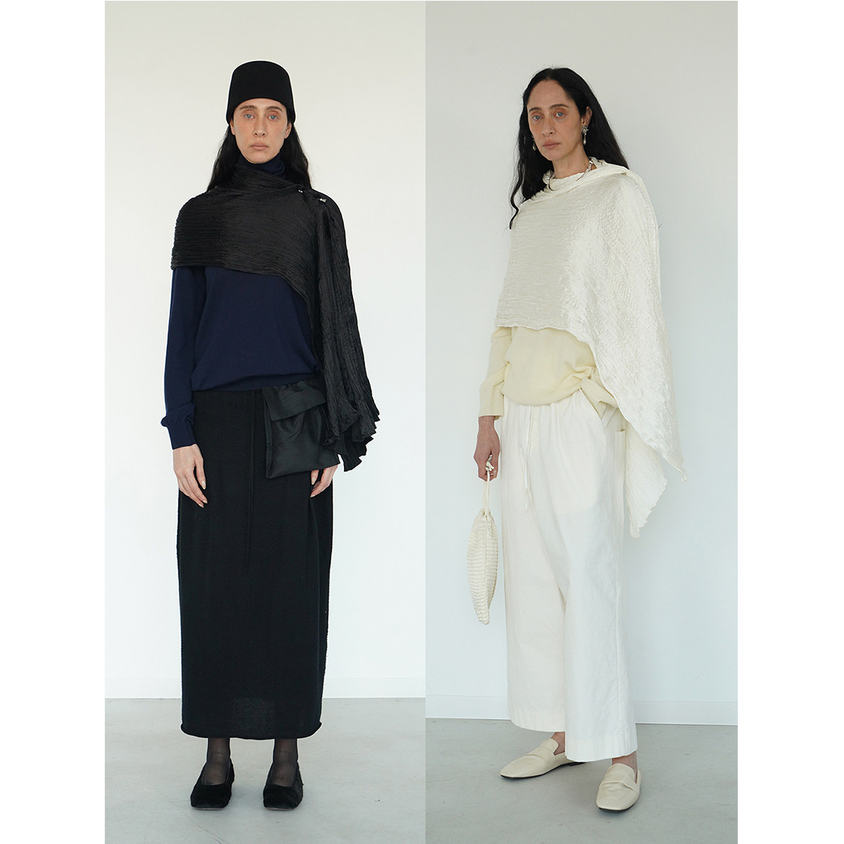 ABow2025真丝重工手皱宽围巾