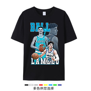 黄蜂队拉梅洛鲍尔1号篮球短袖T恤2号运动球衣男宽松休闲半袖衣服