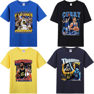 美式球星篮球库里30号维金斯汤普森11号格林普尔短袖T恤夏季衣服