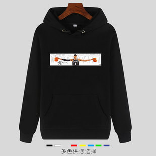 马刺队文班亚马1号连帽卫衣男美式复古篮球衣休闲秋冬加绒外套潮