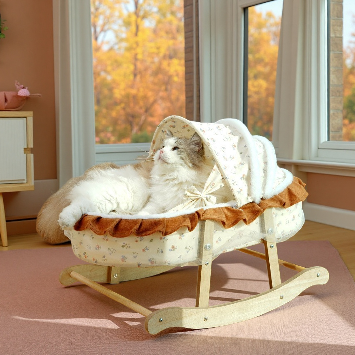 可爱法式摇篮猫窝保暖半封闭式