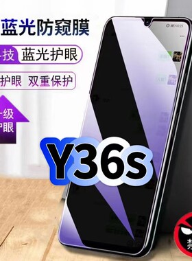 适用vivoY36s防偷窥护眼蓝光钢化膜V2247黑边手机膜防偷看隐私步步高丫36S防窥膜5G全屏防摔保护高清玻璃贴膜