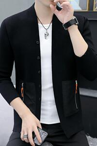 78807-P75开衫针织衫男女情侣宽松休闲外套秋国潮学院风图片