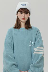 M883-P53圆领毛衣男潮牌宽松情侣慵懒套头针织外套女图片