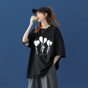 T803-P25复古短袖t恤男夏季潮流ins潮牌情侣衣服百搭宽松大码