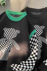 Y613-P60假两件毛衣男杏色高级感港风chic潮流春秋情侣外套宽松图片
