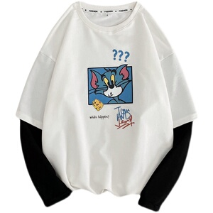 8523-P45卡通印花卫衣男韩版潮流套头宽松休闲港风外套情侣班服图片