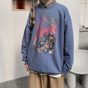 8531-P35卫衣男女bf风韩版潮流宽松长袖秋款情侣装无帽秋圆领