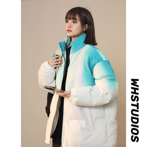 M08-特P75扎染渐变棉服男款冬季韩版潮流棉衣潮牌立领宽松图片