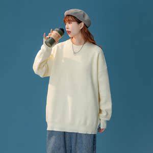 M869-P55简约纯色圆领毛衣男2022秋冬新款港风情侣打底针织衫,英伦风v领毛衣搭配裤子图片