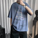 2851-P45短袖韩版港风夏季新款印花圆领宽松t恤男女情侣半袖，男装T恤，电商D310（原电商305）