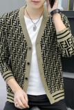 78829-P65开衫男针织衫毛衣v领外套秋季男士潮流修身青年格子韩版，男装针织衫/毛衣，电商D310（原电商305）