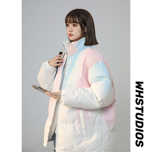 M08-特P75扎染渐变棉服男款冬季韩版潮流棉衣潮牌立领宽松图片