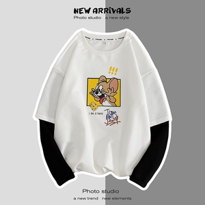 8523-P45卡通印花卫衣男韩版潮流套头宽松休闲港风外套情侣班服图片