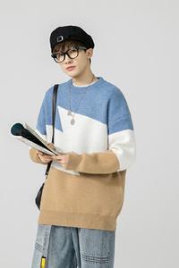 76805-P55圆领毛衣男宽松韩版潮流毛线衣日系情侣外套针织衫图片