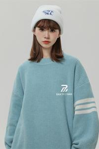 M887-P55圆领毛衣男女宽松加厚情侣潮牌复古外套针织衫秋冬图片