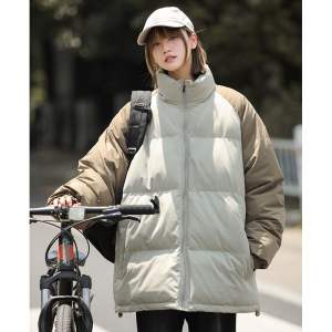 89310-P80秋冬新款纯色青春时尚棉衣宽松日系百搭拼色棉衣外套图片