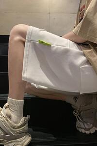 现货52227-P39裤子男夏季港风潮牌休闲宽松百搭五分中裤运动图片