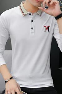 6630长袖t恤男士纯棉青年秋季翻领秋衣外穿打底polo衫图片